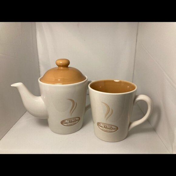 TIM HORTON Tea Pot  and Mug Vintage - Picture 1 of 8